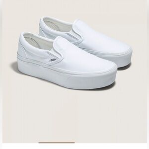 White Slip On Platform Vans